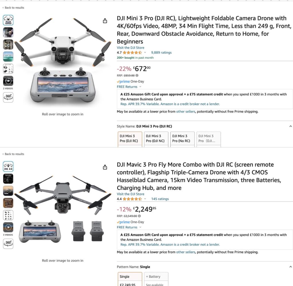 mini drone - price comparison